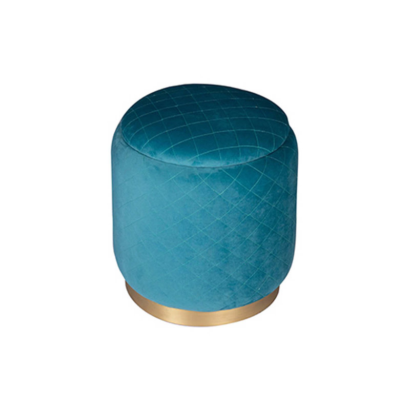 Ambe Velvet Round Solid Colour Pouffe Ottoman