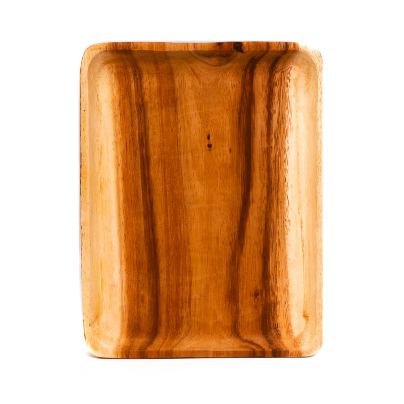 Ensemble de 4 assiettes rectangulaires en bois d'acacia