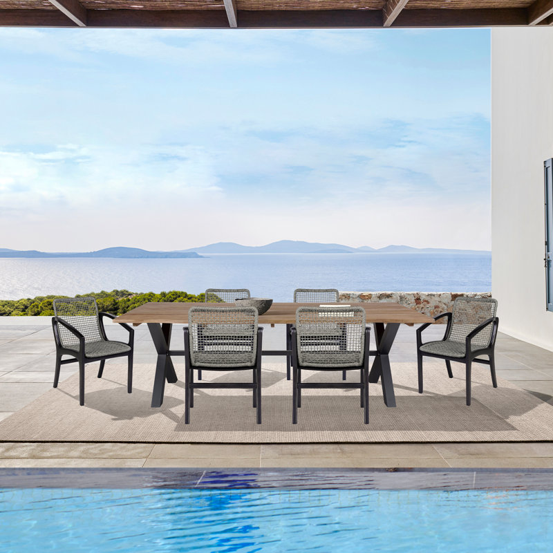 Eloisa 94.5'' Rectangular Outdoor Dining Set, 6
