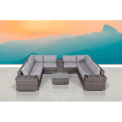 Biles Wicker Fully Assembled 6 - Person Seating Group with Cushions