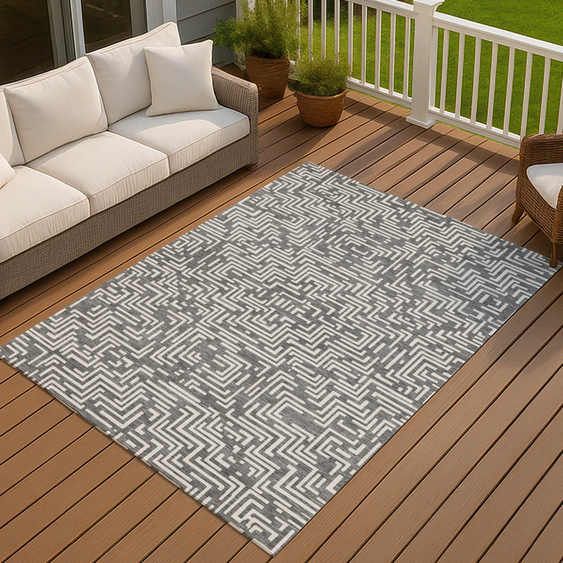 Machine Washable Indoor/Outdoor Chantille ACN2664 Geometric Rug, Gray, 8' x 10'