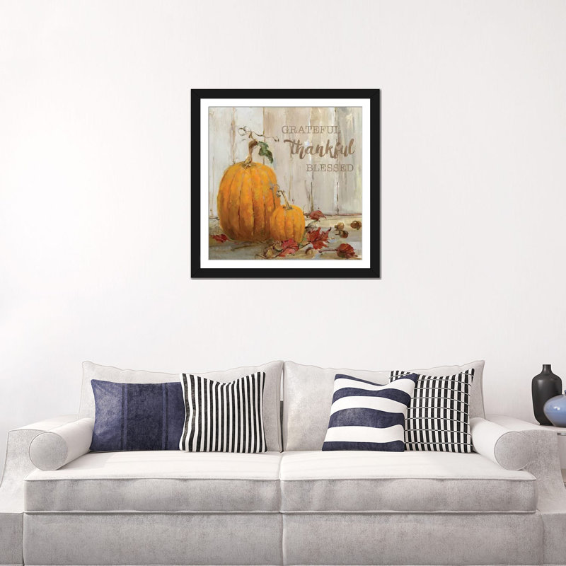 «Pumpkin Patch I», impression sur toile, H 16 po x l 16 po x P 1 po, Papier d'art encadré noir, Blanc