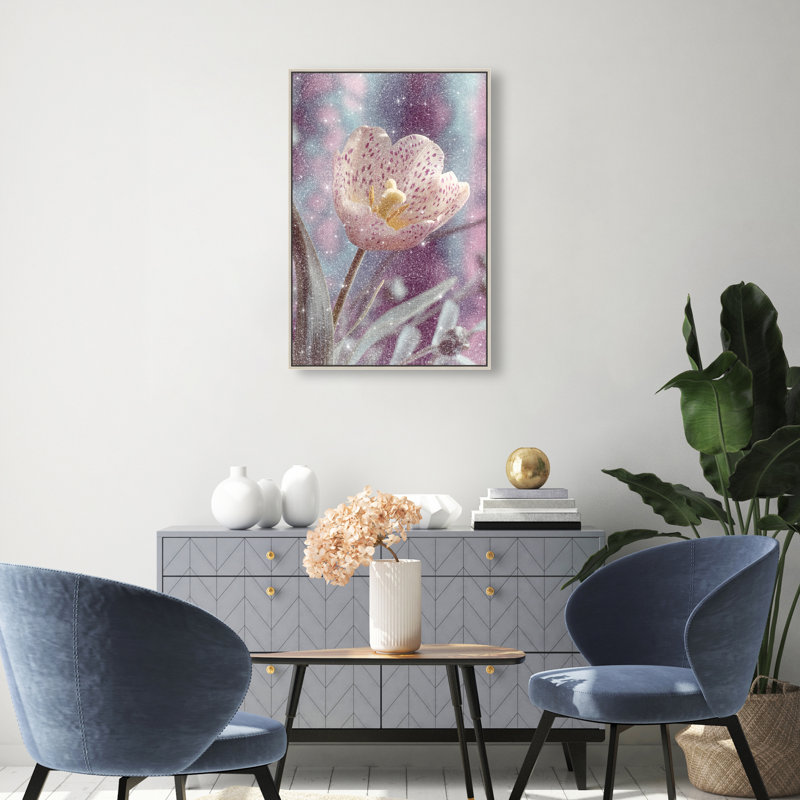 Dapple Bloom I Floral & Botanical Canvas Print by Oliver Gal, Black Frame, 10 x 15, 21"H x 31"W, Silver Floater Frame
