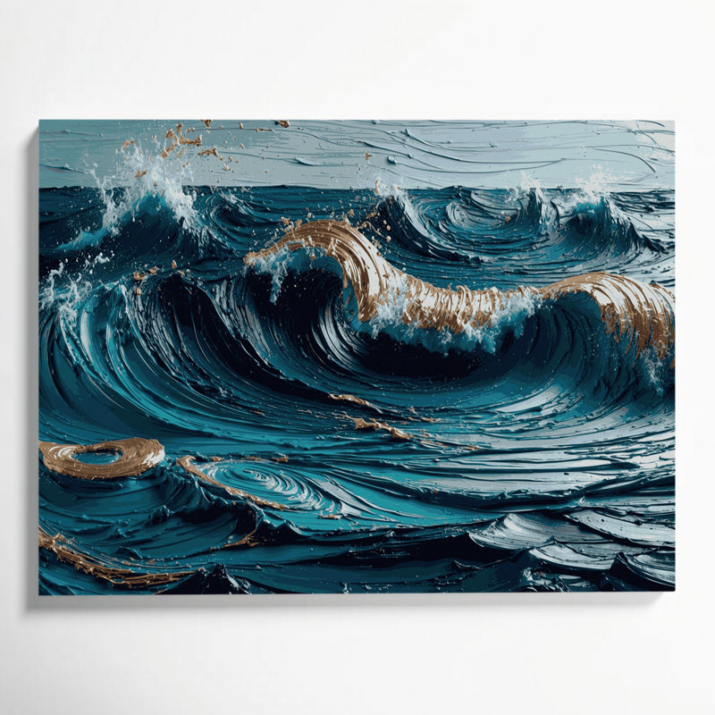 Art nautique sur toile bleu, H 16 po x l 20 po