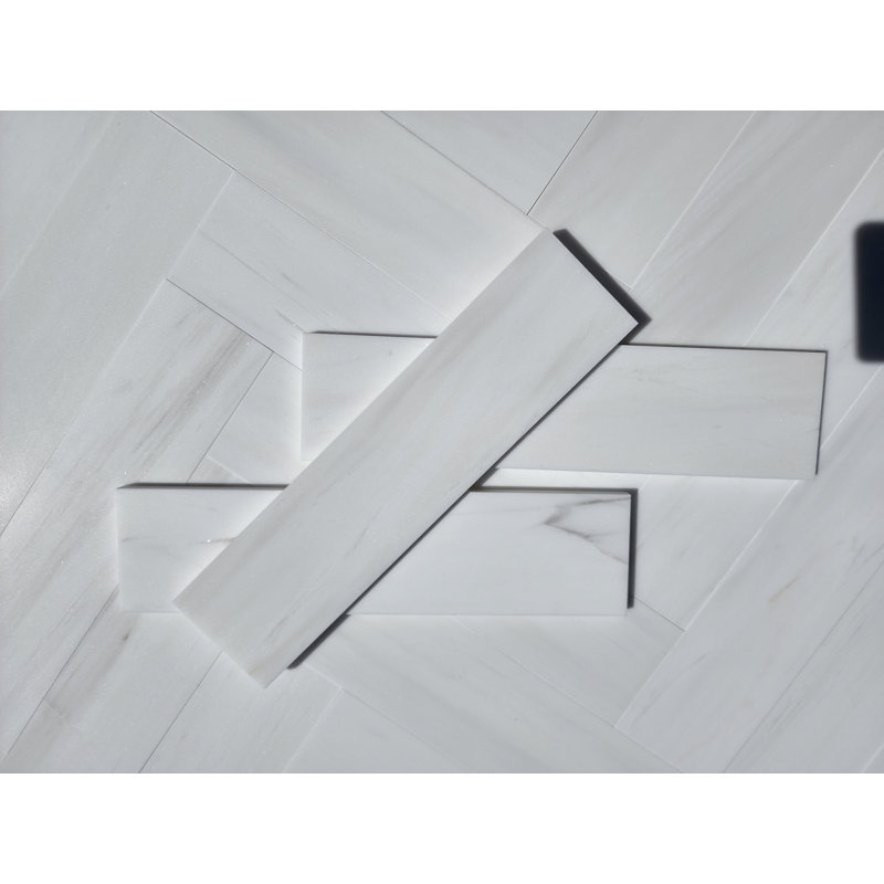 Bianco 3" x 12" Dolomite Marble Look Floor Use Tile