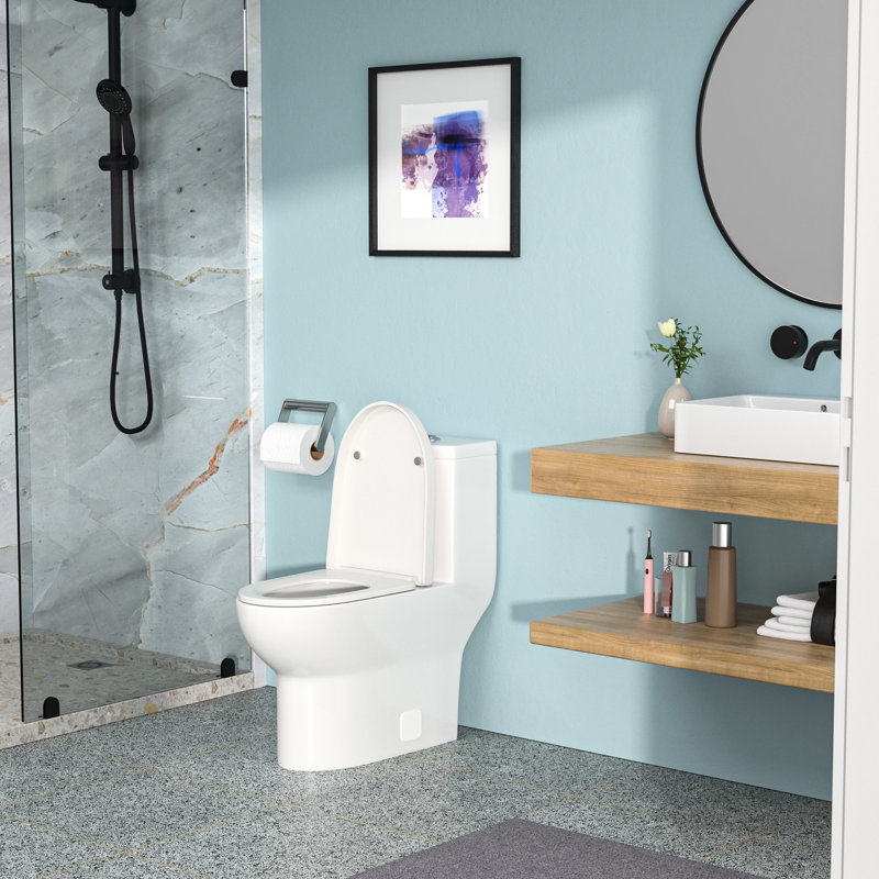 Toilette en céramique blanche - Double chasse, technologie de chasse avancée avec fonction de fermeture douce qui protège et réduit le bruit