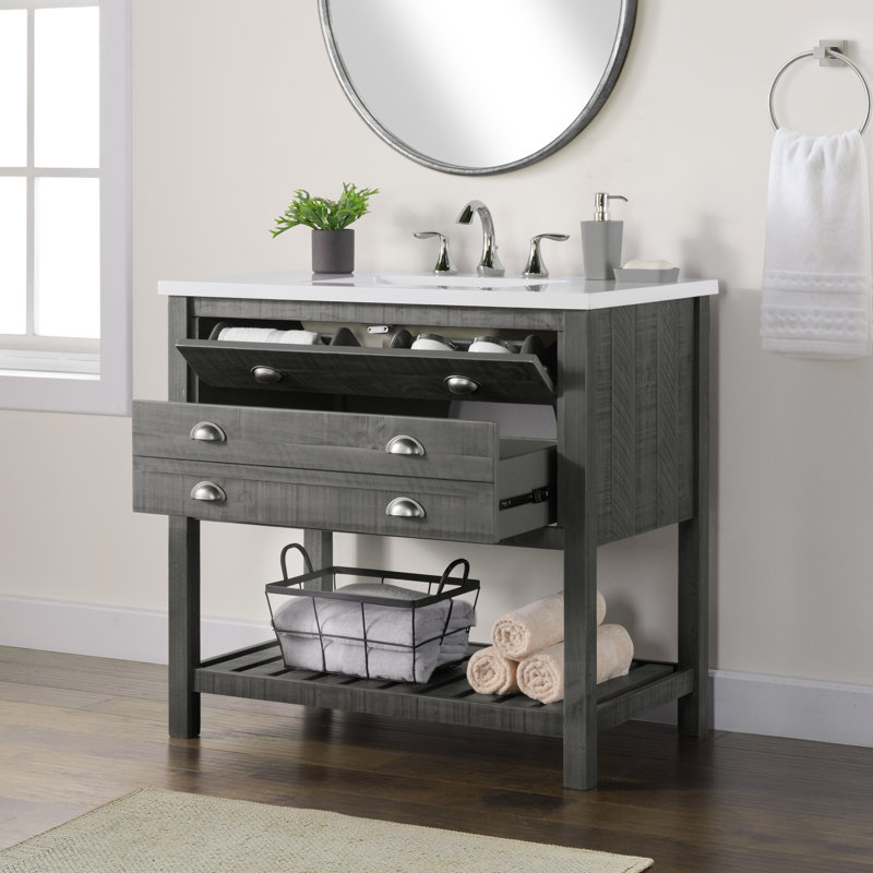 Ensemble de meuble-lavabo simple 37 po Grigg, Gris
