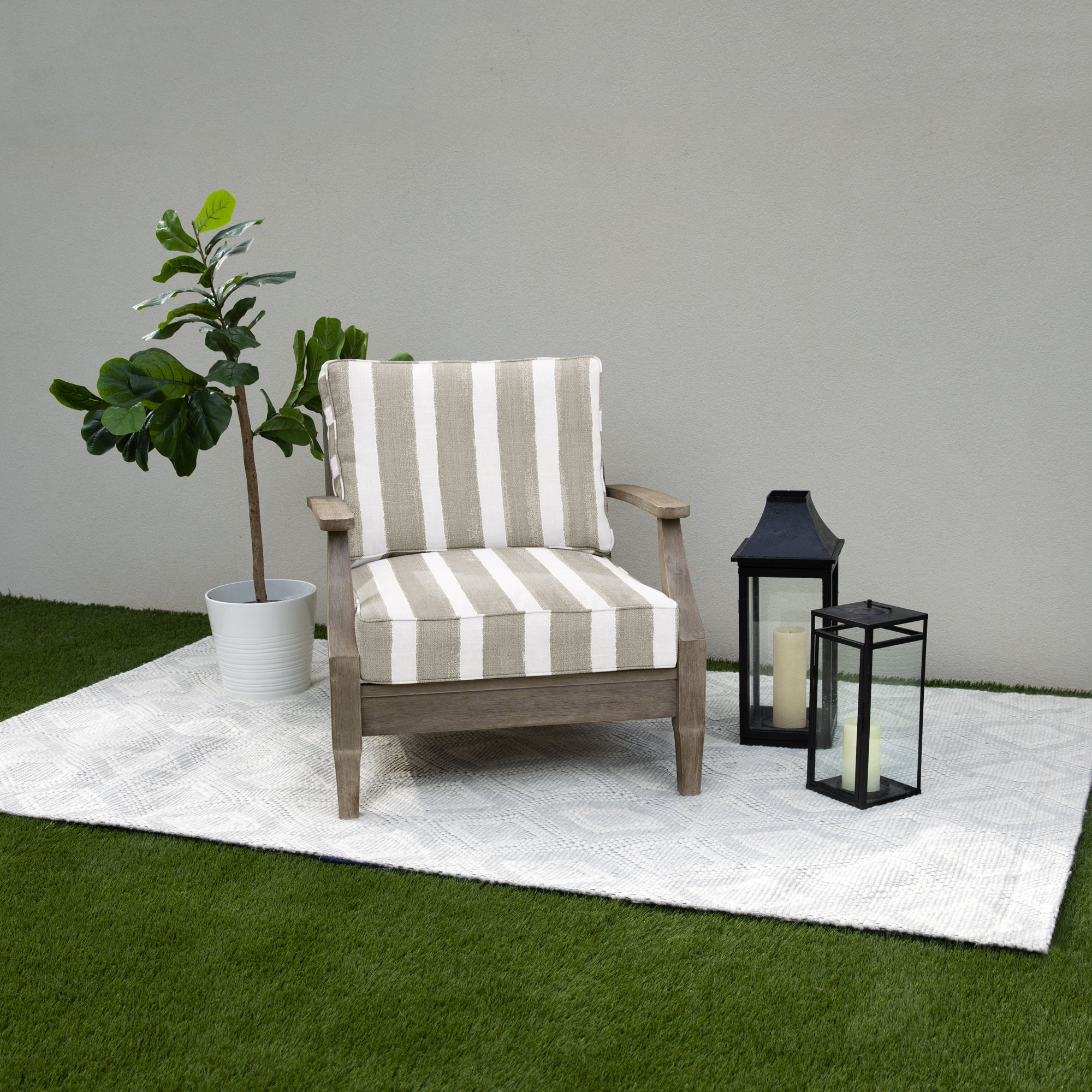 Gia Coconut Indoor/Outdoor Seat/Back Cushion, 23.5" W x 23" D