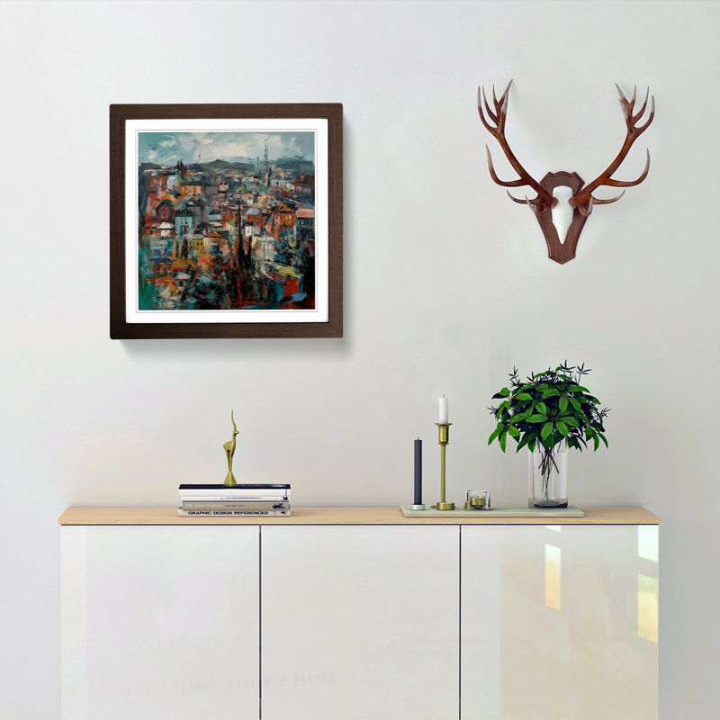 City Of Belfast Abstract Expressionism No.2 - Framed Print, Walnut