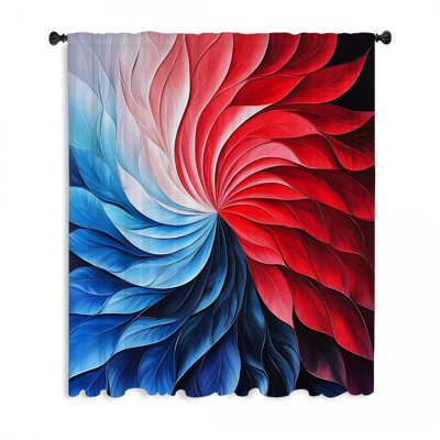 Floral Spiral Window Curtains, Abstract Blockout & Sheer Curtains - 1 Panel