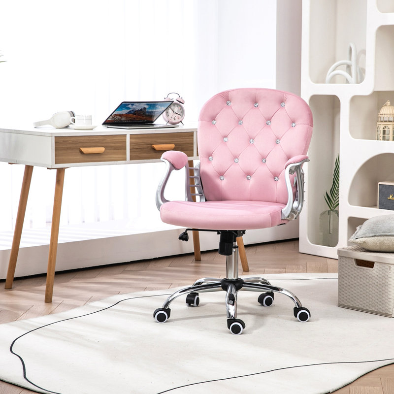Fauteuil de bureau en velours Vinsetto, Rose