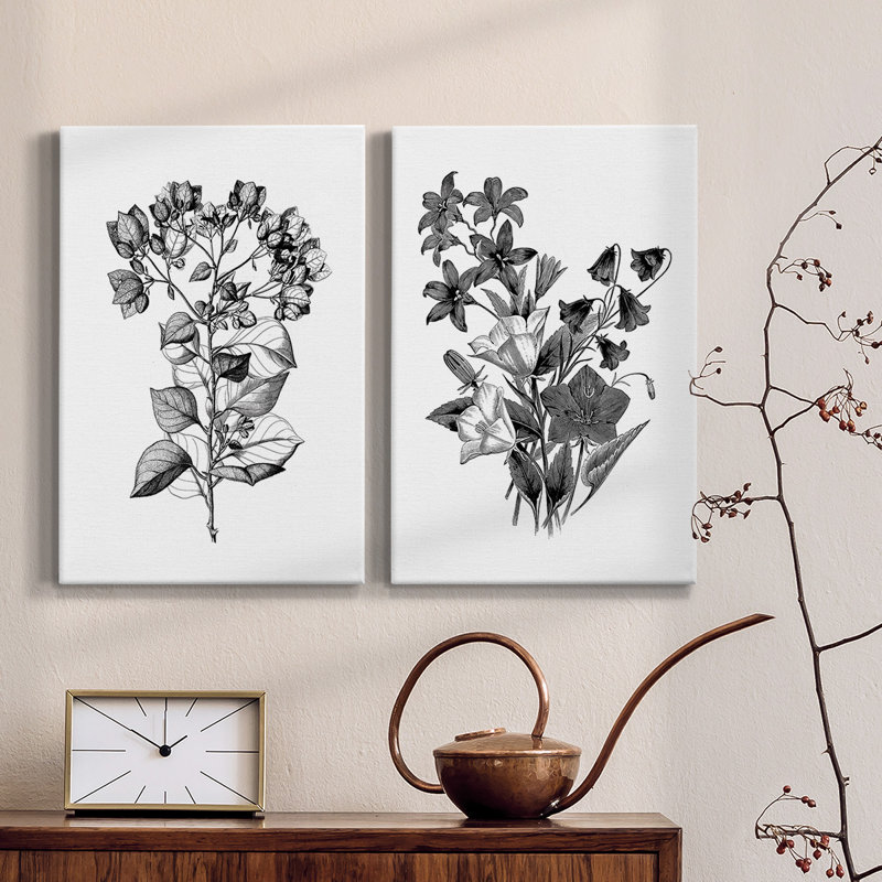 «Botanical Black and White», ensemble de 2 reproductions, H 12 po x l 8 po, Toile tendue, No Frame