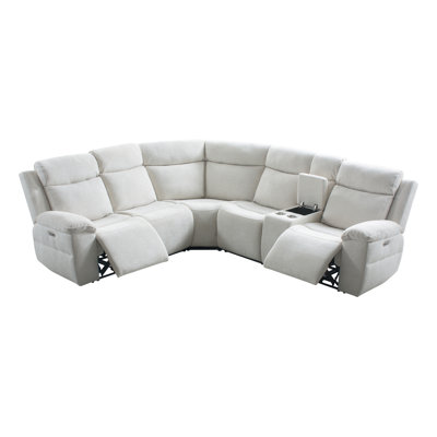 6 Piece Upholstered Modular Power Reclining Sectional with Storage Console And 2 Recliner Seats