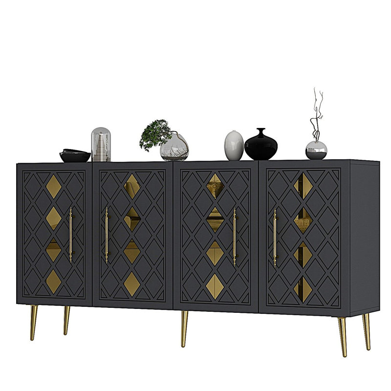 Olivia 150cm Console Table, Grey/Gold