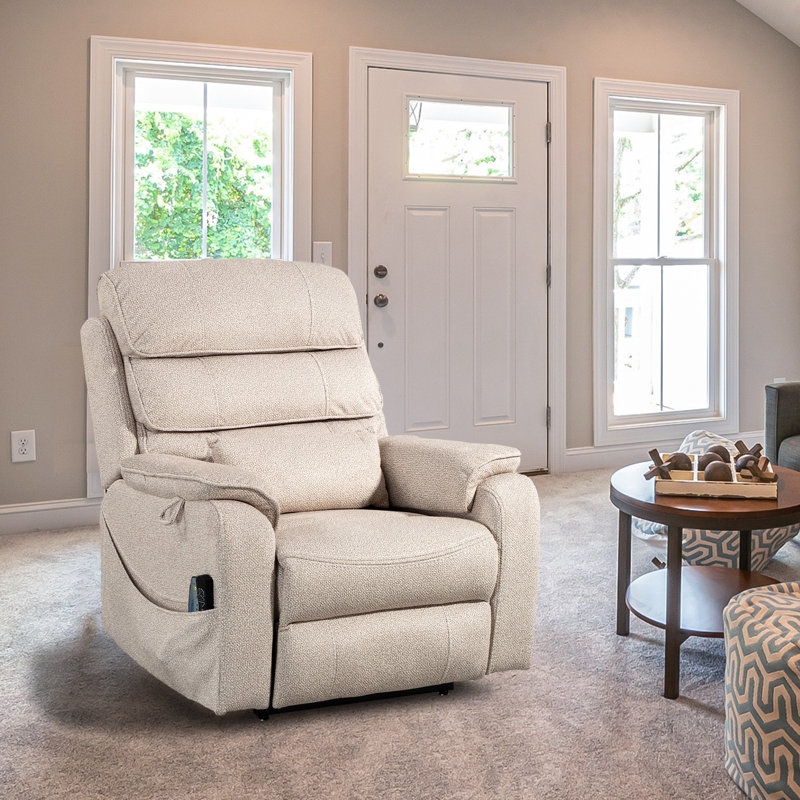 Tayani 36.10" Wide Modern Comfortable Upholstered,Liftable Large Power Recliner, Light Beige