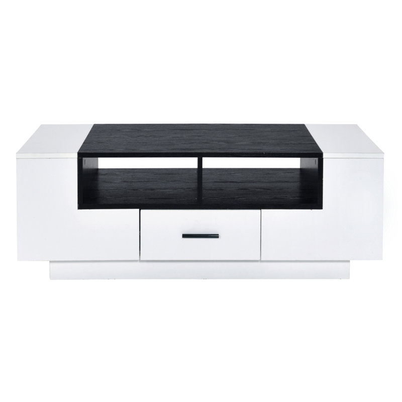Table basse blanche et noire avec rangement