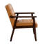 Chaise avec accoudoirs en cuir massif Mid-Century