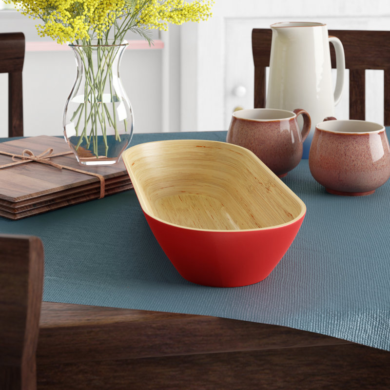 Brambly Cottage Solutre Bamboo Serving Bowl, Red