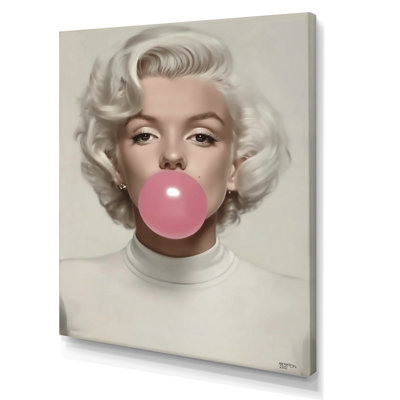 «Pink Marilyn Pop Art Portrait», art mural encadré culture pop rose