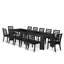 Ensemble de table de salle à manger 13 pièces Modern Xtenczar, table rectangulaire et 12 chaises empilables en tissu de lin noir, finition noire brossée-124569961-124569962-124569968