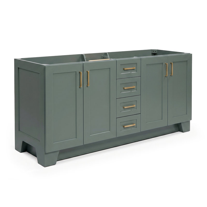 72" Double Bathroom Vanity Base Only, Vintage Green