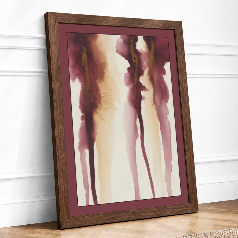 Burgundy Descent Minimalist - Framed Print, A3 - 42.0 x 29.7 cm, Walnut