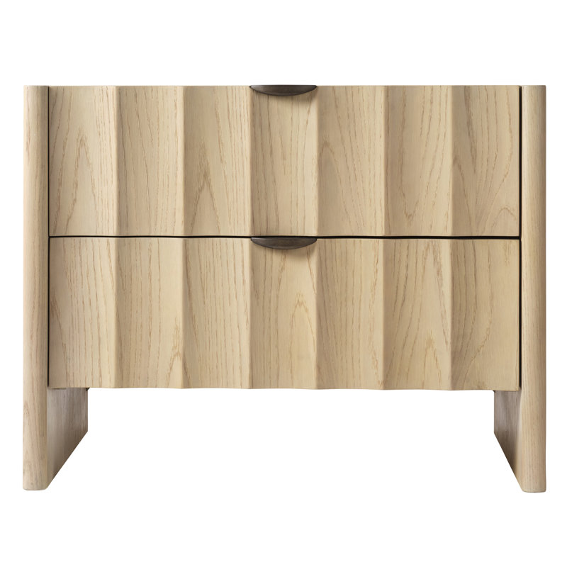 Finley 2 - Drawer Solid Wood Nightstand, Natural Pale Oak