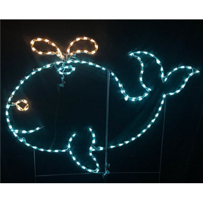 Animated Whale Blowing Water Nautical Holiday Lighted Display