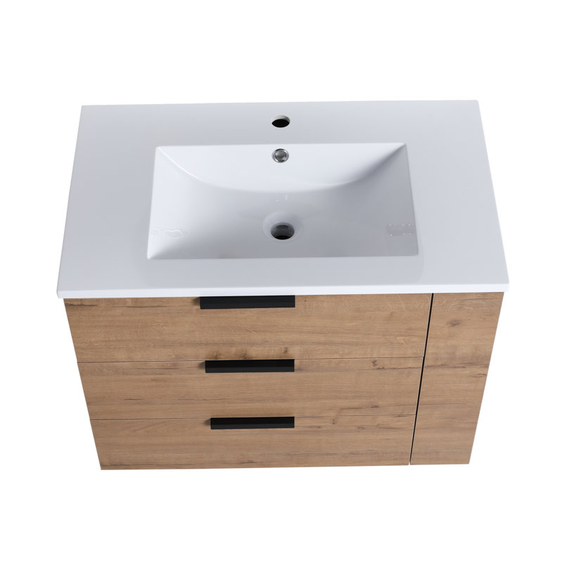 Base de meuble-lavabo simple 29,33 po Tonique en brun avec lavabo