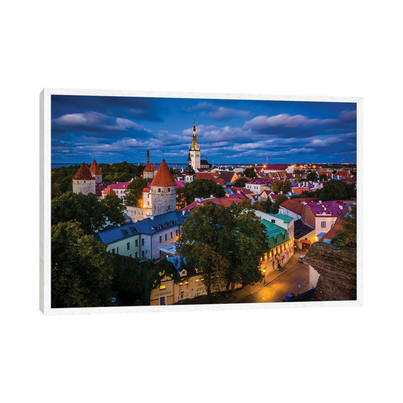 Old Town At Night by Jon Bilous - Gallery-Wrapped Canvas Giclée on Canvas, White Framed, 66.04 cm H x 45.72 cm W