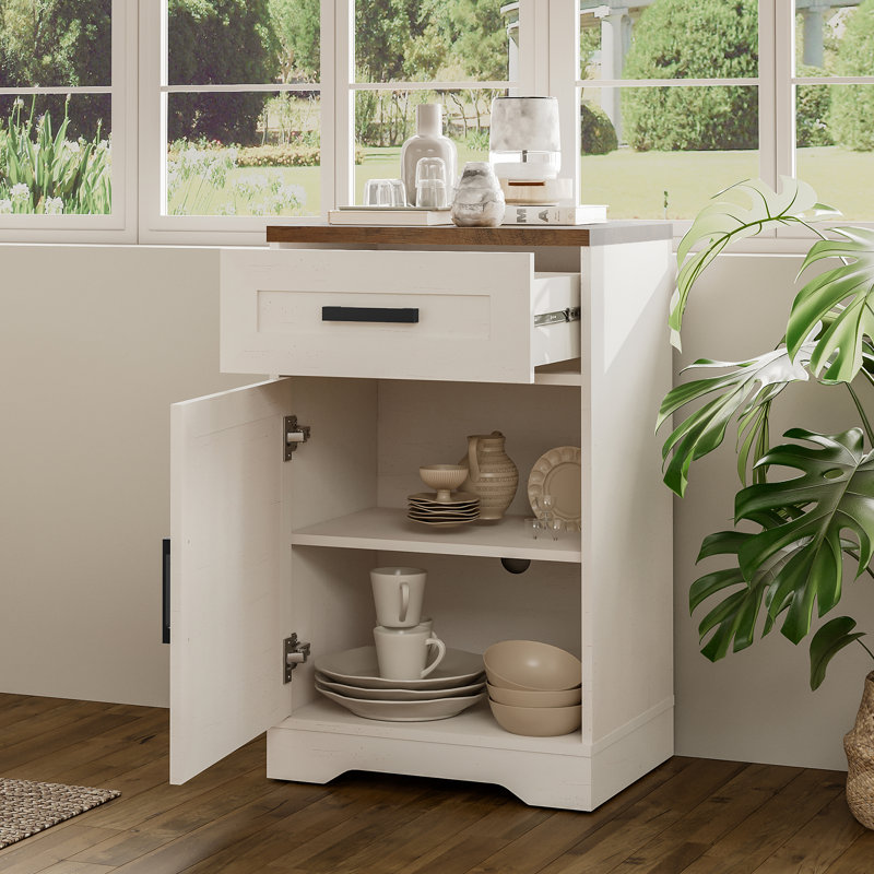 Glenford Farmhouse 93.3"W Rustic Storage Cabinet Combo With Barn Doors & 8 Drawers, Adjustable Shelves, Brown/White