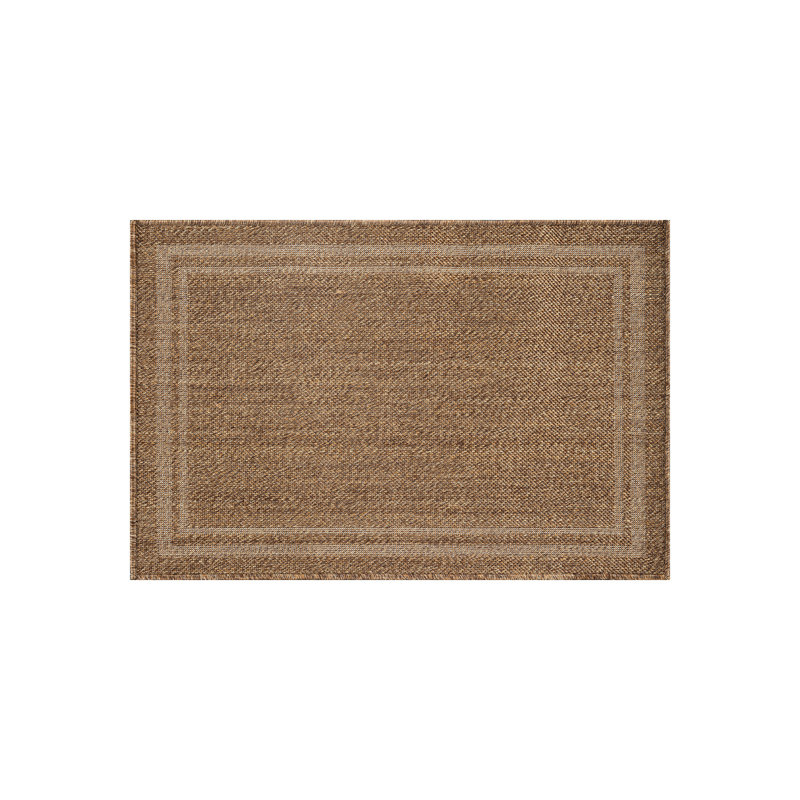 Border Sand/Natural Easy-Care Jute-Style Indoor/Outdoor Flat Woven Area Rug, Sand, Rectangle 2' x 3'