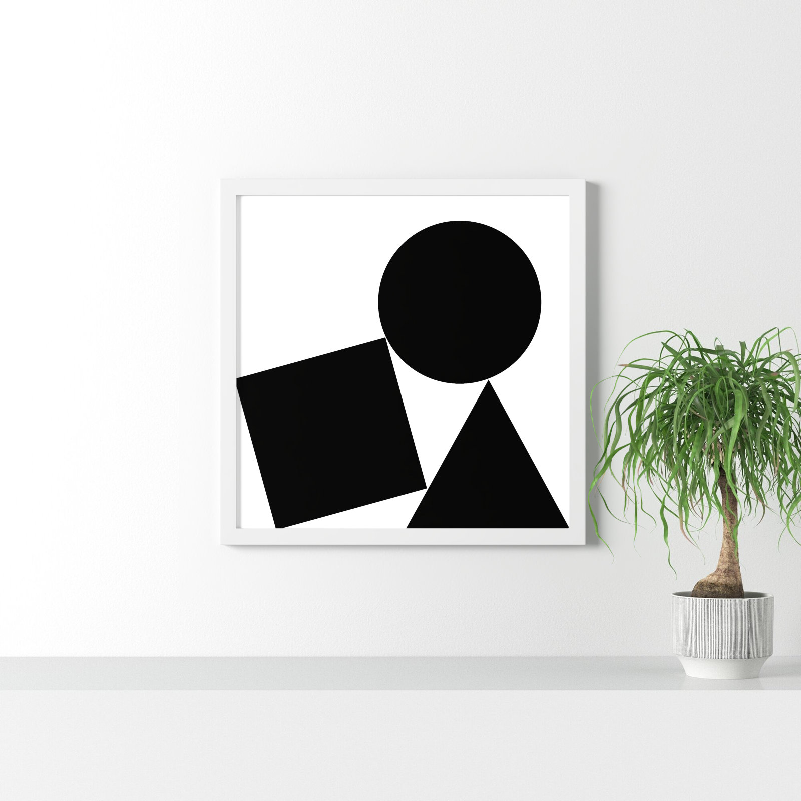 Shapes Stack, White Framed, 30" H x 30" W