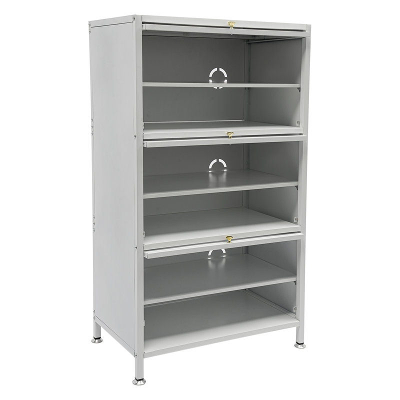 Armoire de rangement en acier au carbone à 6 niveaux avec 3 portes, Blanc
