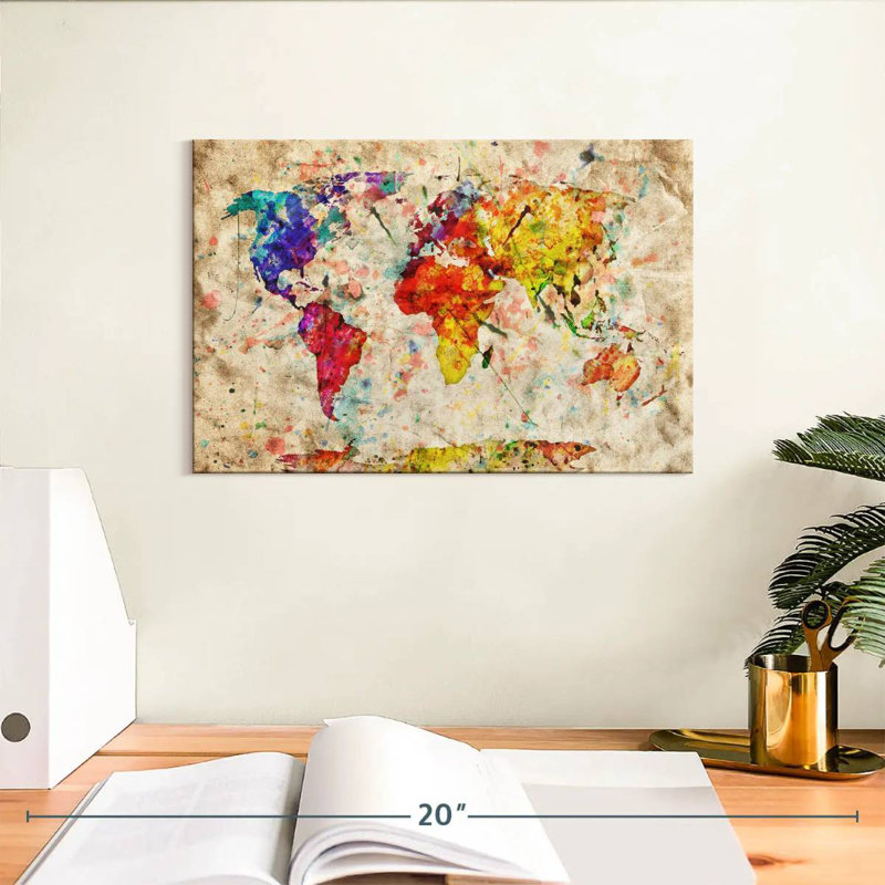 Aliaz Retro Expression World Map, 8" H x 12" W