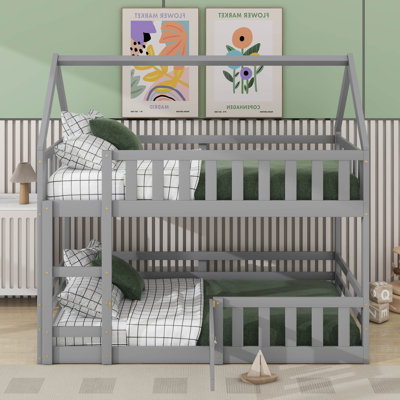 Twin Over Twin Bunk Bed With Fence