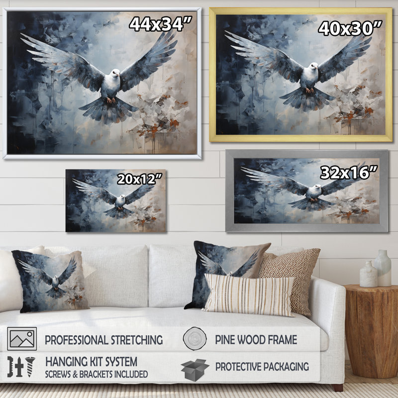 Minimalisme bleu colombe I sur toile, H 24 po x l 32 po x P 1 po, Toile tendue