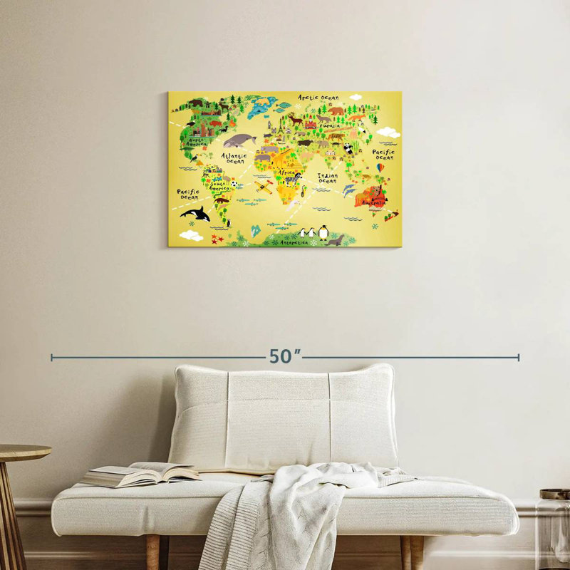 Keiri Educational Animal World Map, 20" H x 30" W