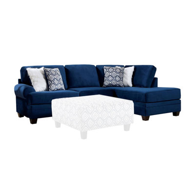 124" W Transitional Sectional, Navy
