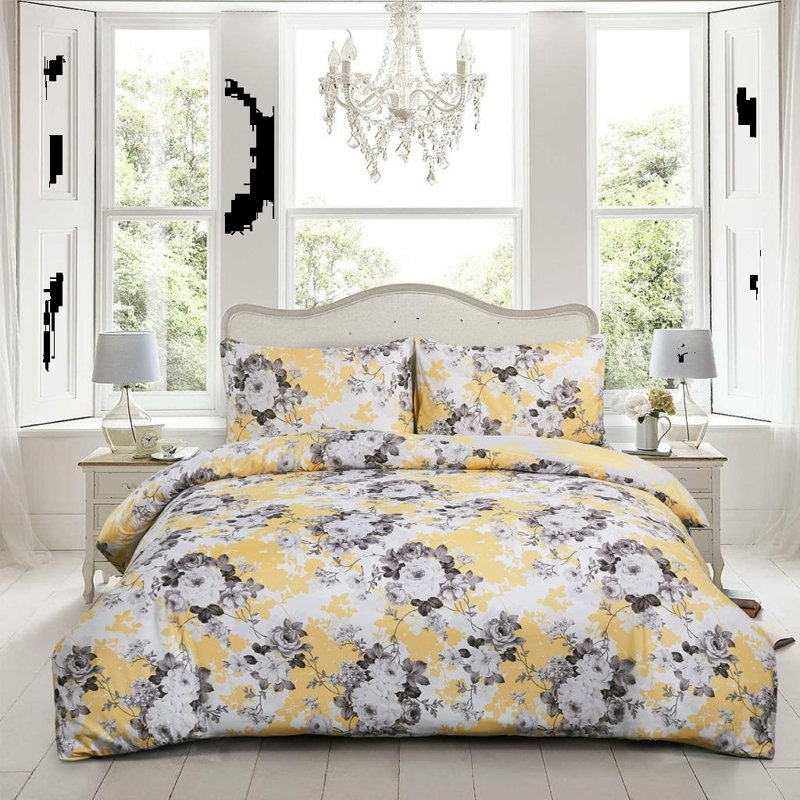 Printed Bedspread Set Floral Pattern with Matching Pillow Shams, Soft Microfiber Coverlet, Lightweight & All-Season Bedding