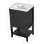 Meuble-lavabo de 20 po avec lavabo, armoire de salle de bain avec porte à fermeture douce, support de rangement et tablette ouverte, noir