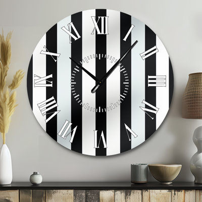 Black And White Striped Lines Harmony - Striped White Face Wall Clock
