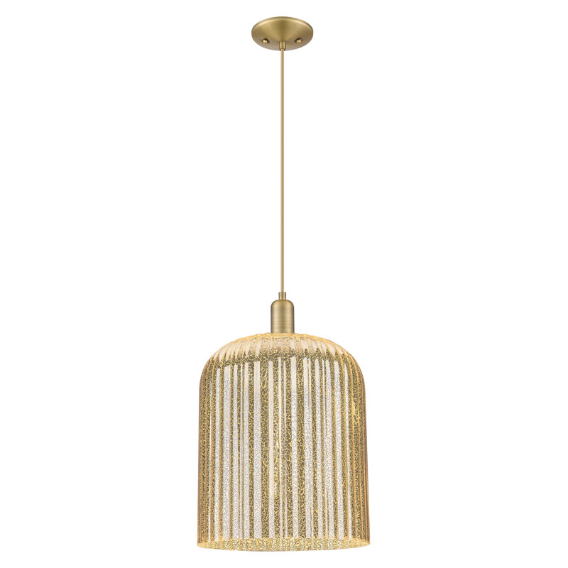 Mini luminaire suspendu suspendu 1 lumière Downtown, Laiton brossé, Mercure, H 18,38 po x l 12 po x P 12 po
