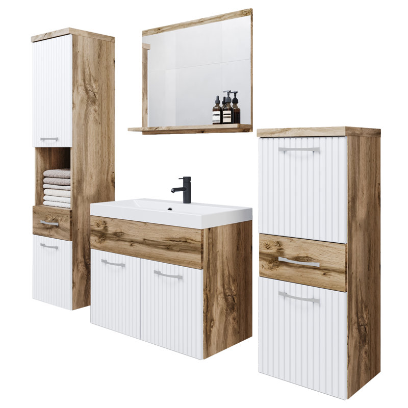 Bathroom Suite, Brown/White