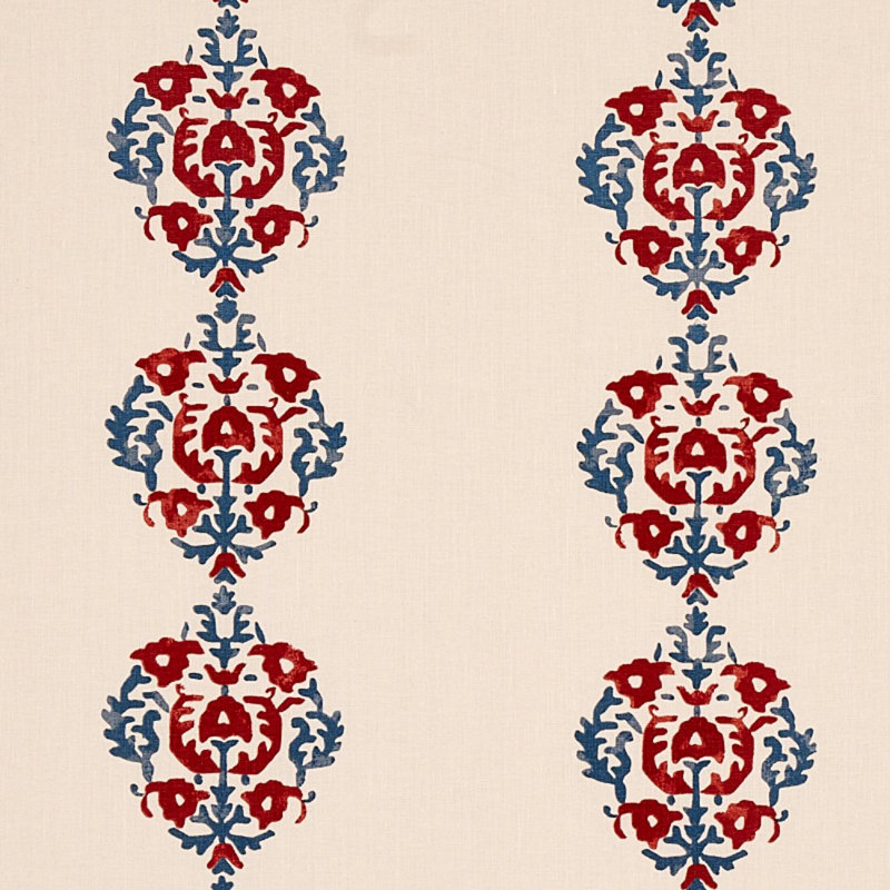 Tissu Constantine, Rouge / Bleu