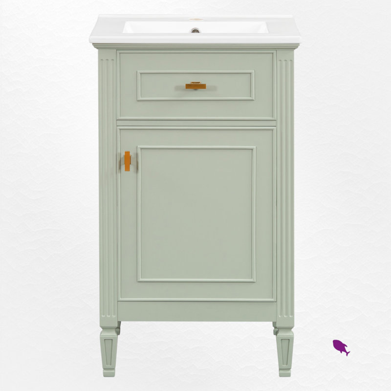 Ensemble de meuble-lavabo simple 20 po avec plateau en céramique, Vert