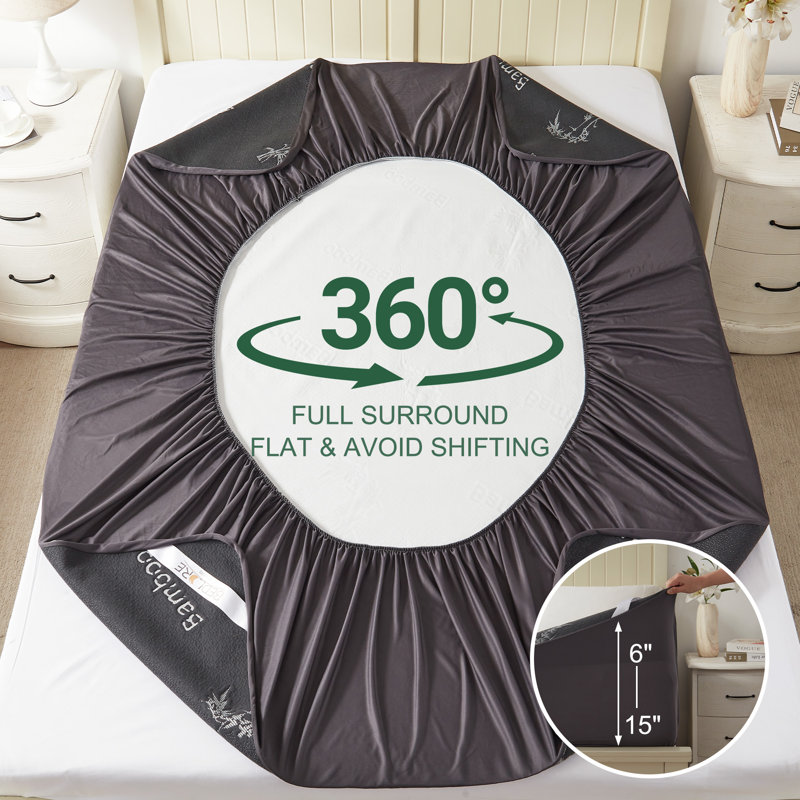 BEDLORE® Noiseless Waterproof Bamboo Mattress Protector, Hypoallergenic 3D Air Fabric Breathable Mattress Cover, Washable Mattress Pad with 6"-18" Deep Pocket