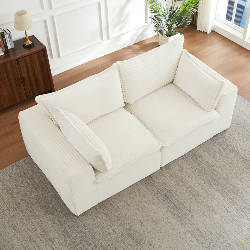 Causeuse, canapé modulaire désossé pour le salon, canapé modulaire moderne surdimensionné, White