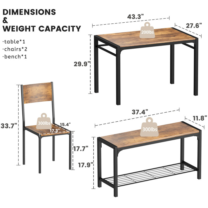 Wiliam 4 - Person Four Leg Dining Set, Brown