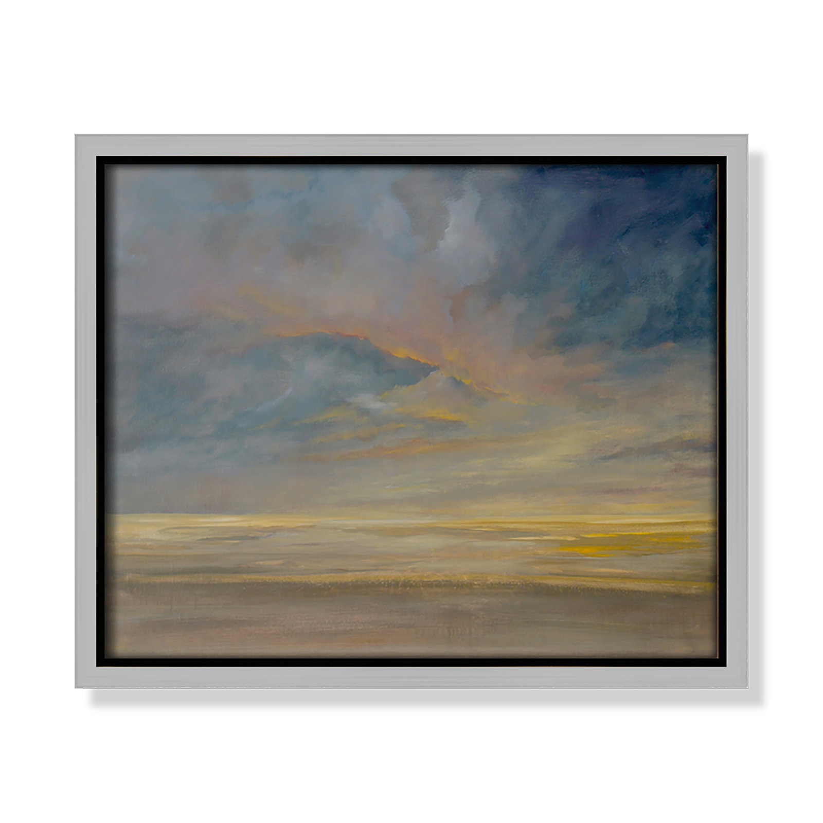 Saffi "Dawning Unrest" Painting, 9.5" H x 11.5" W, Silver